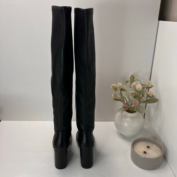 Stuart Weitzman Yuliana 85 Slouch Chunky Block Heel Boot Black Women 7.5B - Picture 4 of 10